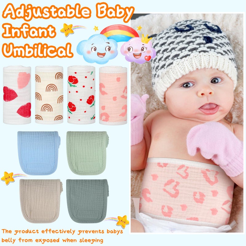 Vabean 8 Pcs Baby Infant Umbilical Cord Comfort Adjustable Cotton Belly Band for Protection, Baby Gifts for 0 To12 Months (Cute) - Image 4
